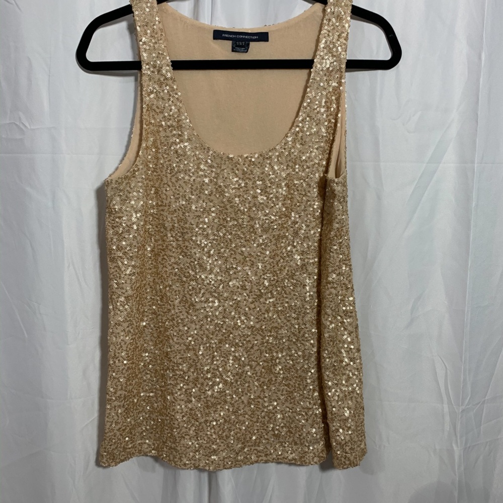 French Connection Gold Sparkle sleeveless Top